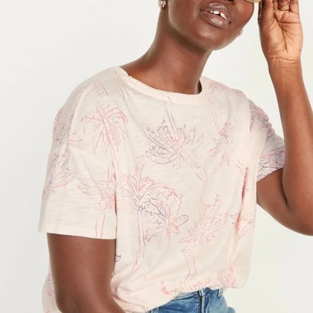 Old Navy Loose Printed Palm Tree Easy Tee Size XXL